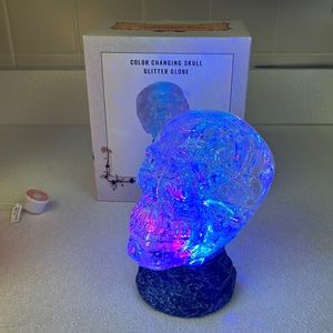 2019 Cracker Barrel Color Changing Skull Glitter Globe